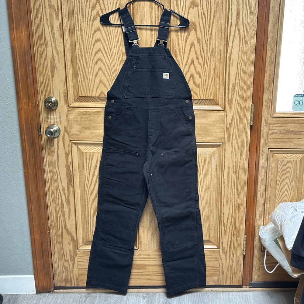 Womens Carhartt Black Cargo Bib Overalls